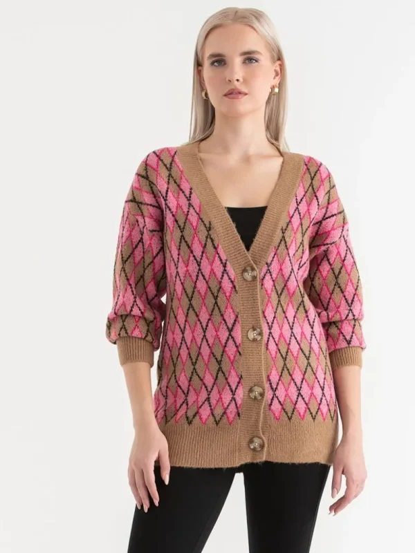 Ricki's Sweaters & Cardigans*Argyle Button Front Cardigan