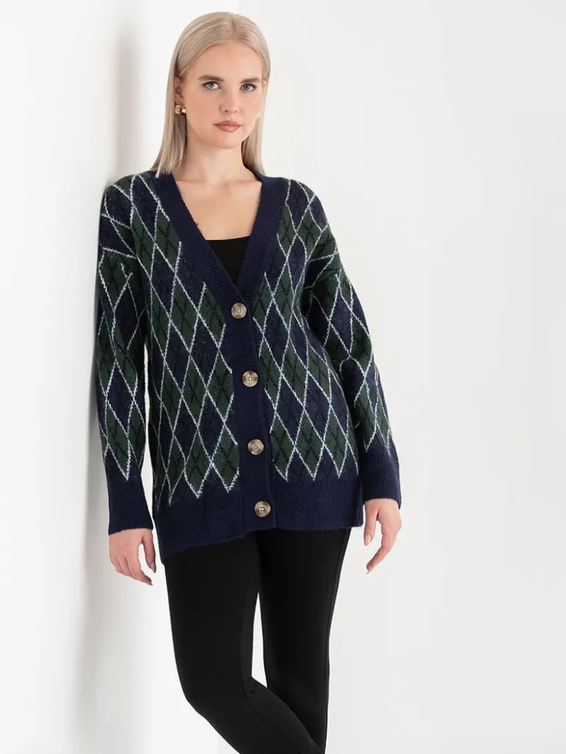argyle_button_front_cardi_1-1.webp Ricki's Sweaters & Cardigans*Argyle Button Front Cardigan