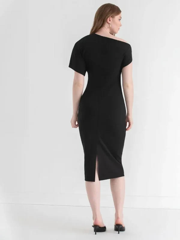 Ricki's Maxi & Midi Dresses*Asymmetrical Sleeve Midi Dress in Iconic Crepe