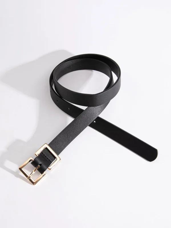 Ricki's Belts*Black Belt with Double Square Buckle