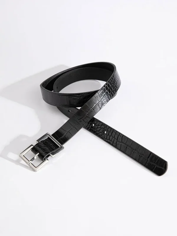 Ricki's Belts*Black Belt with Double Square Buckle