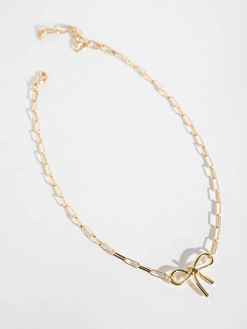 bow_paper_clip_necklace_0.webp Ricki's Necklaces*Bow Paper Clip Necklace