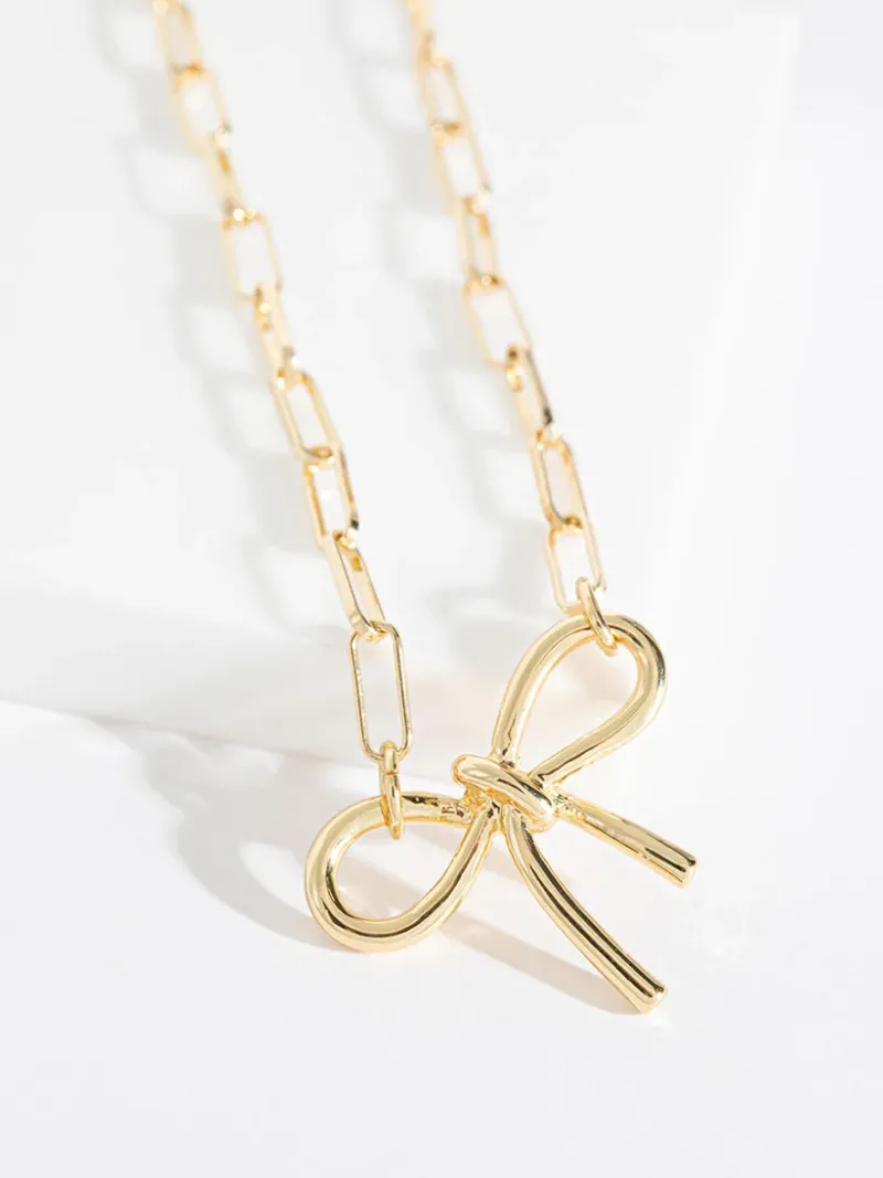 bow_paper_clip_necklace_1.webp Ricki's Necklaces*Bow Paper Clip Necklace