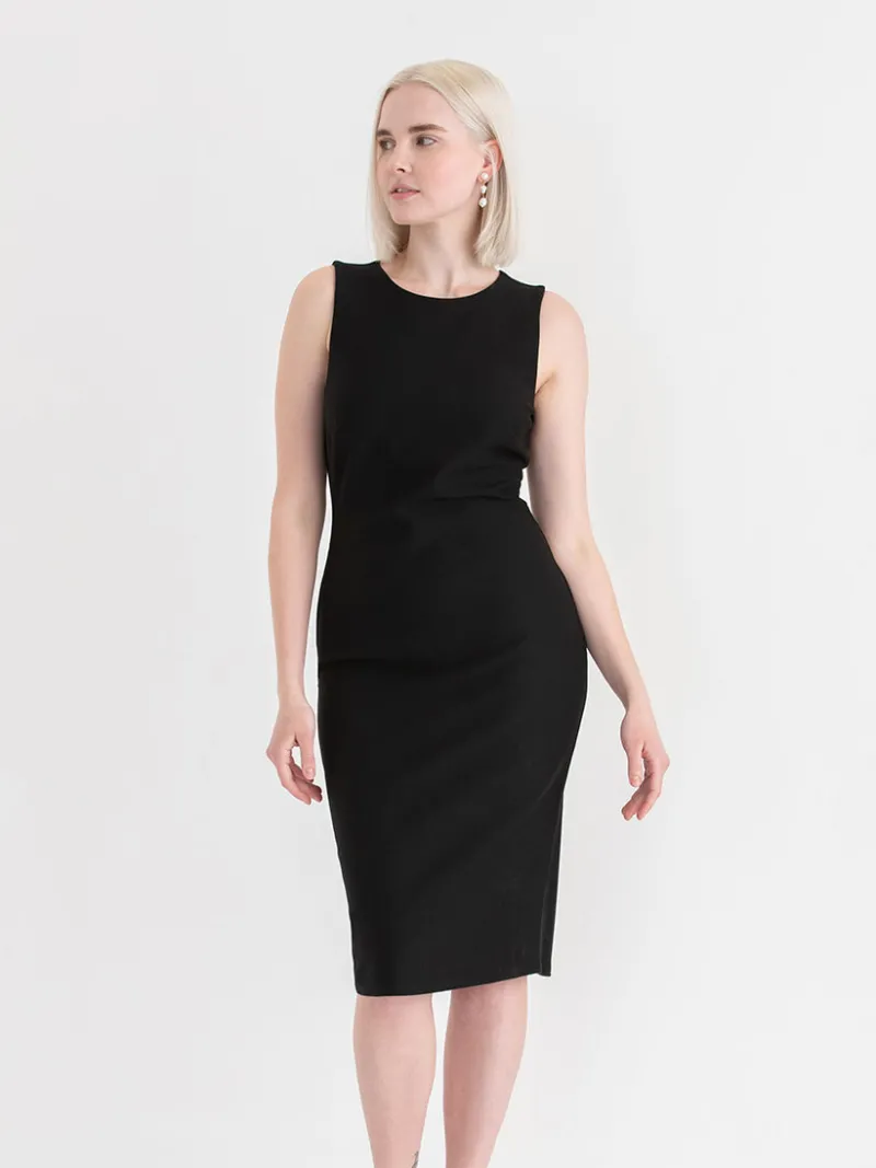 celeste_crew_neck_pencil__0.webp Ricki's Maxi & Midi Dresses*Celeste Crew Neck Pencil Dress in Luxe Ponte