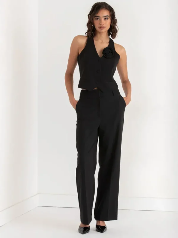 Ricki's Blazers*Crepe Vest with Detachable Rosette