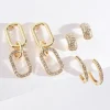 Ricki's Earrings*Pave Paperclip + Hoop + Stud Earring Set