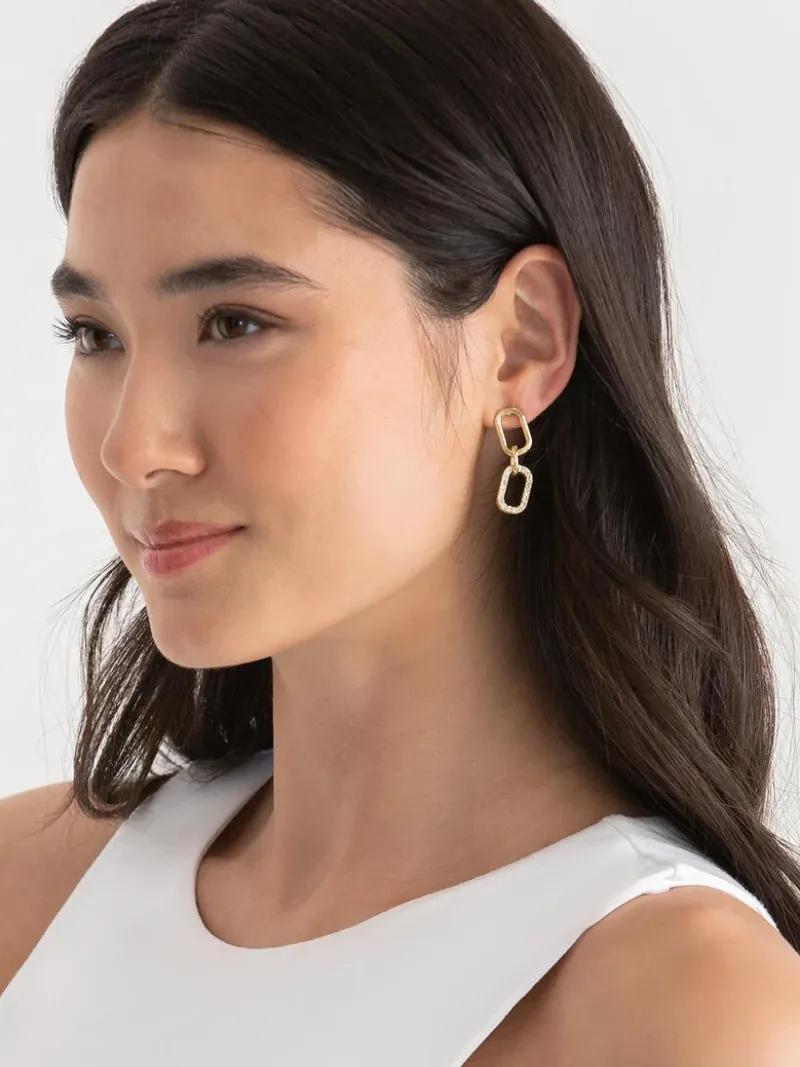 gold_pave_paperclip__hoop_2.webp Ricki's Earrings*Pave Paperclip + Hoop + Stud Earring Set