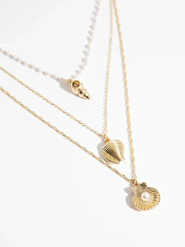 Ricki's Necklaces*-Plated Shell Pendant Necklace