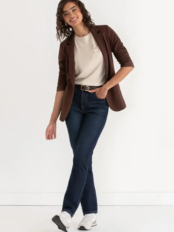 Ricki's Blazers*Hampton 3/4 Ruched Sleeve Ponte Blazer