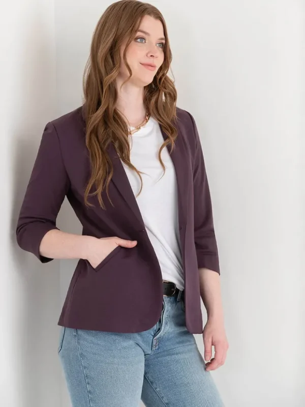 Ricki's Blazers*Hampton 3/4 Ruched Sleeve Ponte Blazer