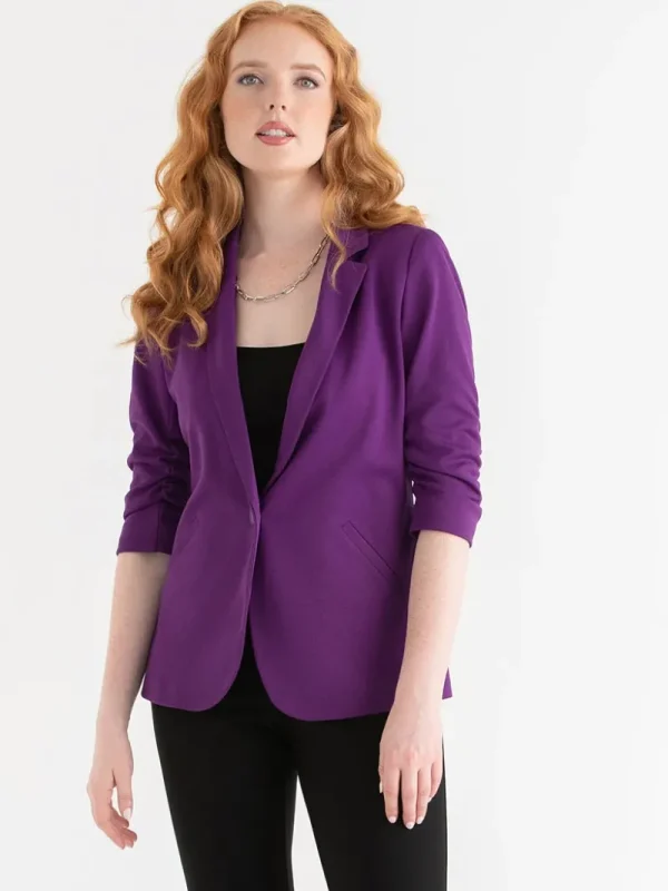 Ricki's Blazers*Hampton 3/4 Ruched Sleeve Ponte Blazer