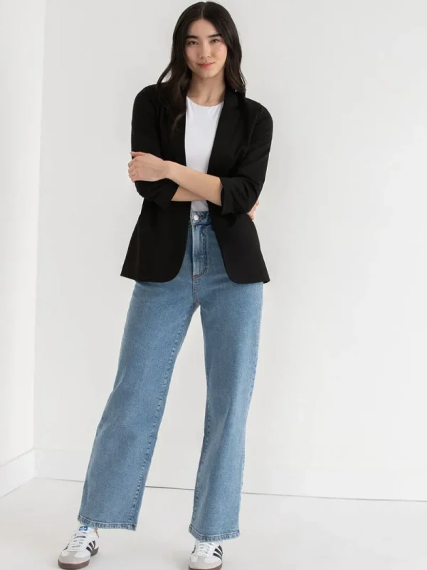 Ricki's Blazers*Hampton 3/4 Ruched Sleeve Ponte Blazer