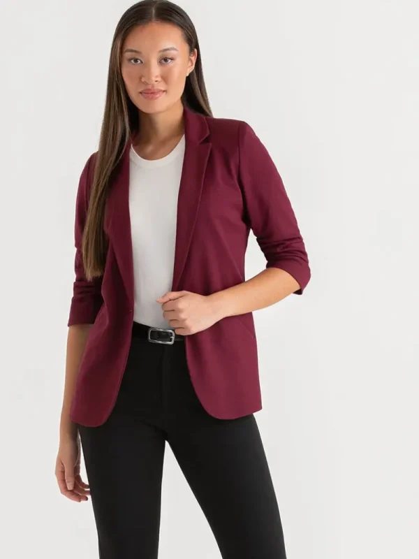 Ricki's Blazers*Hampton 3/4 Ruched Sleeve Ponte Blazer