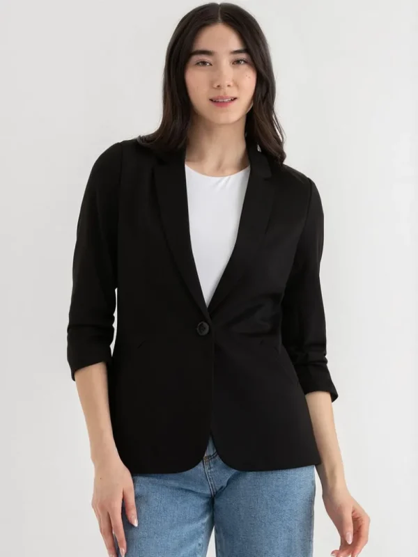 Ricki's Blazers*Hampton 3/4 Ruched Sleeve Ponte Blazer