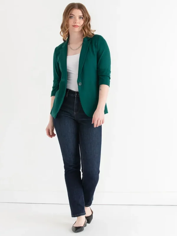 Ricki's Blazers*Hampton 3/4 Ruched Sleeve Ponte Blazer