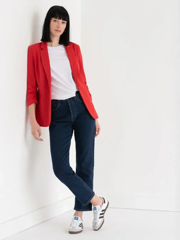 Ricki's Blazers*Hampton 3/4 Ruched Sleeve Ponte Blazer