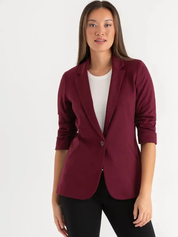 Ricki's Blazers*Hampton 3/4 Ruched Sleeve Ponte Blazer