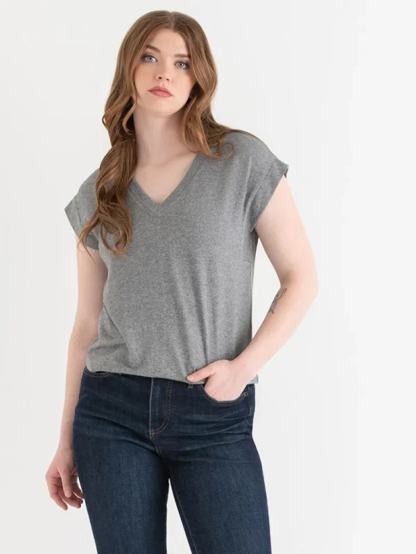 Ricki's Tees & Tanks*Holly V-Neck Hacci Top