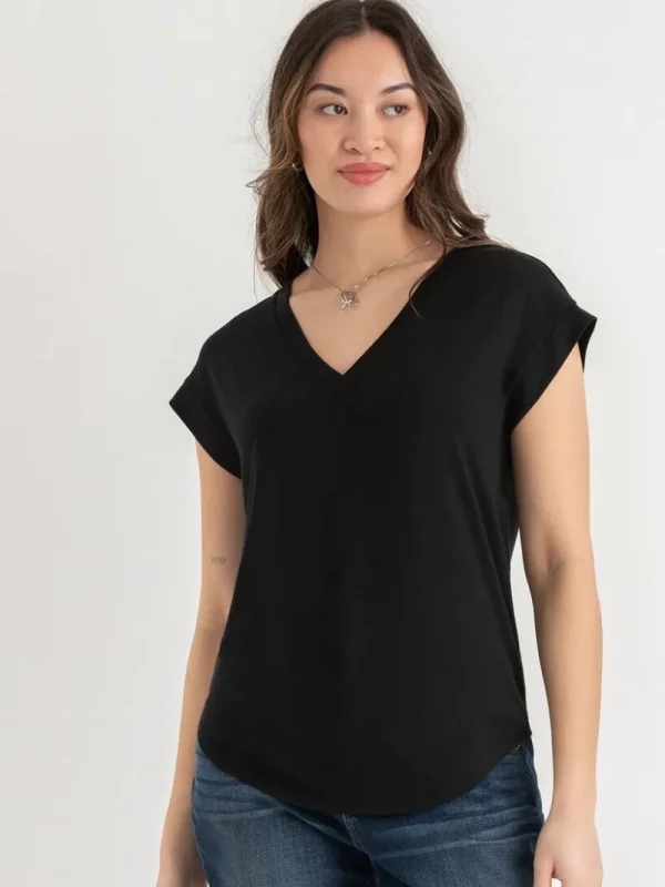 Ricki's Tees & Tanks*Holly V-Neck Hacci Top