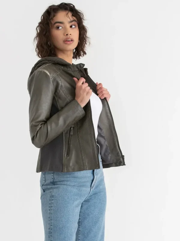 Ricki's Coats & Jackets*Hooded Faux Leather Jacket