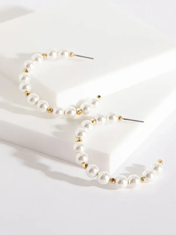 Ricki's Earrings*Large Pearl & Metal Hoops