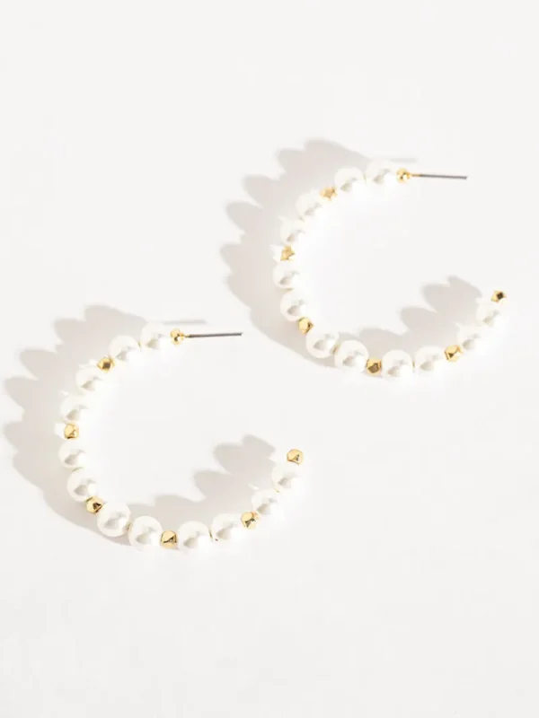 Ricki's Earrings*Large Pearl & Metal Hoops