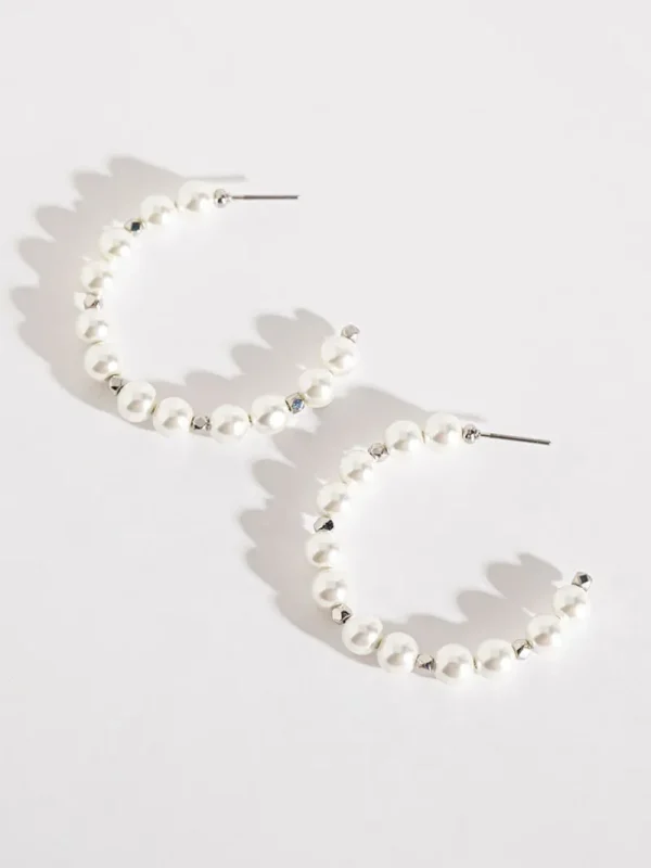 Ricki's Earrings*Large Pearl & Metal Hoops