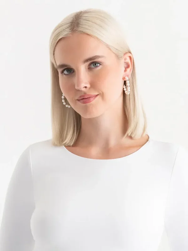 Ricki's Earrings*Large Pearl & Metal Hoops