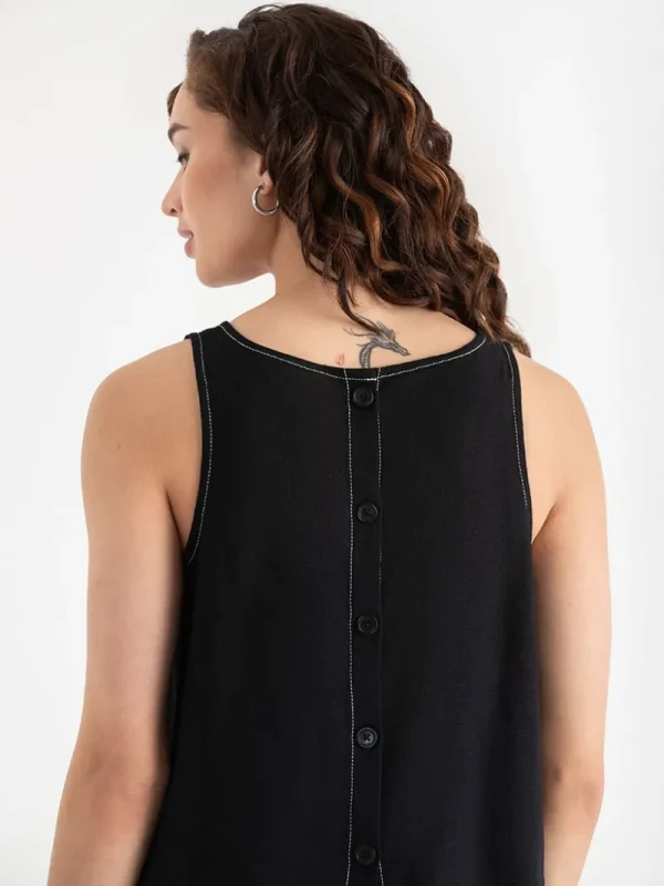 Ricki's Tees & Tanks*Linen Tank with Back Buttons