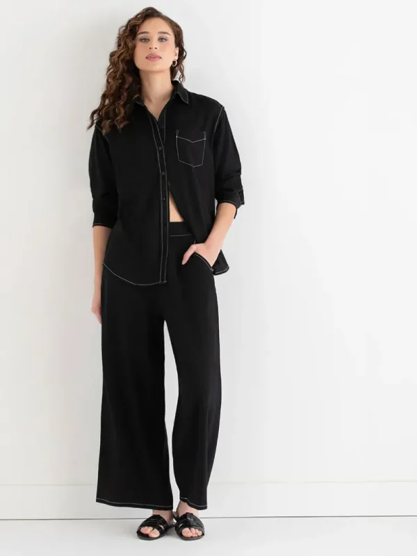 Ricki's Pants*Linen Wide Crop Pant