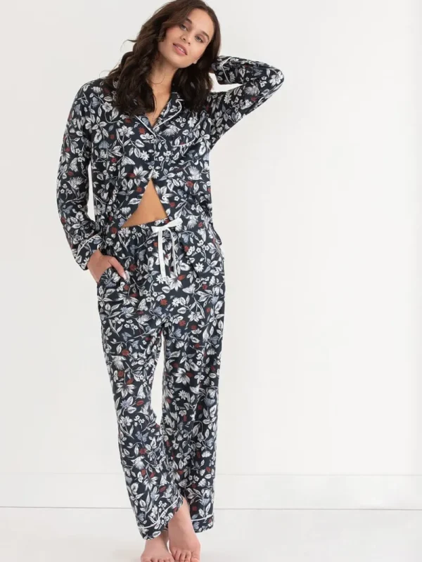 Ricki's Sleepwear*Long Sleeve Button-Down Sleep Set