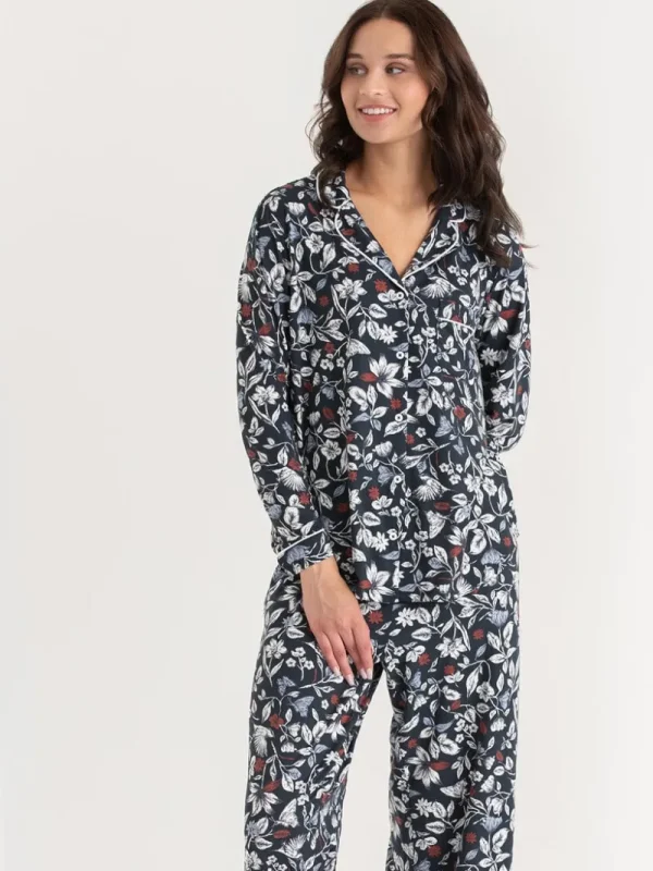 Ricki's Sleepwear*Long Sleeve Button-Down Sleep Set