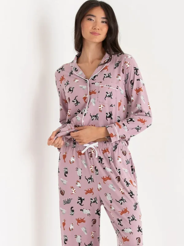 Ricki's Sleepwear*Long Sleeve Button-Down Sleep Set