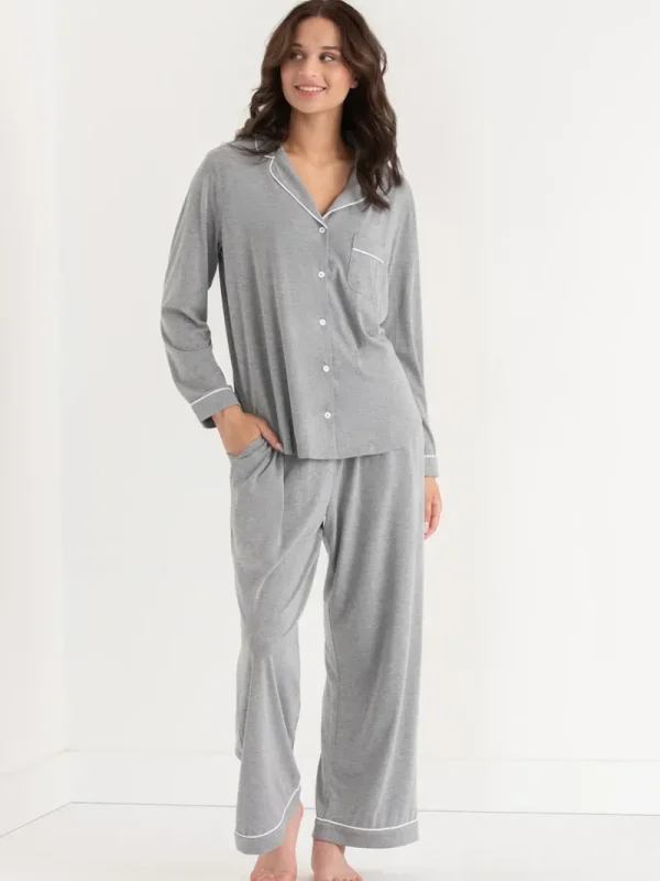Ricki's Sleepwear*Long Sleeve Button-Down Sleep Set