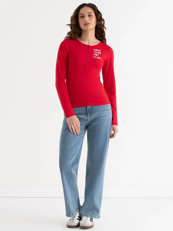 Ricki's Shirts & Blouses*Long Sleeve Fitted Henley