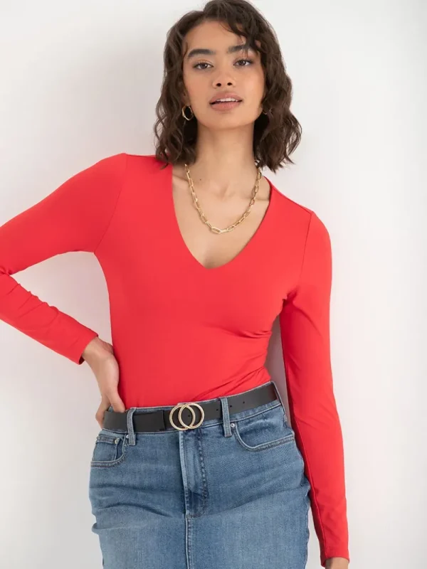 Ricki's Tees & Tanks*Long Sleeve V-Neck Bodysuit