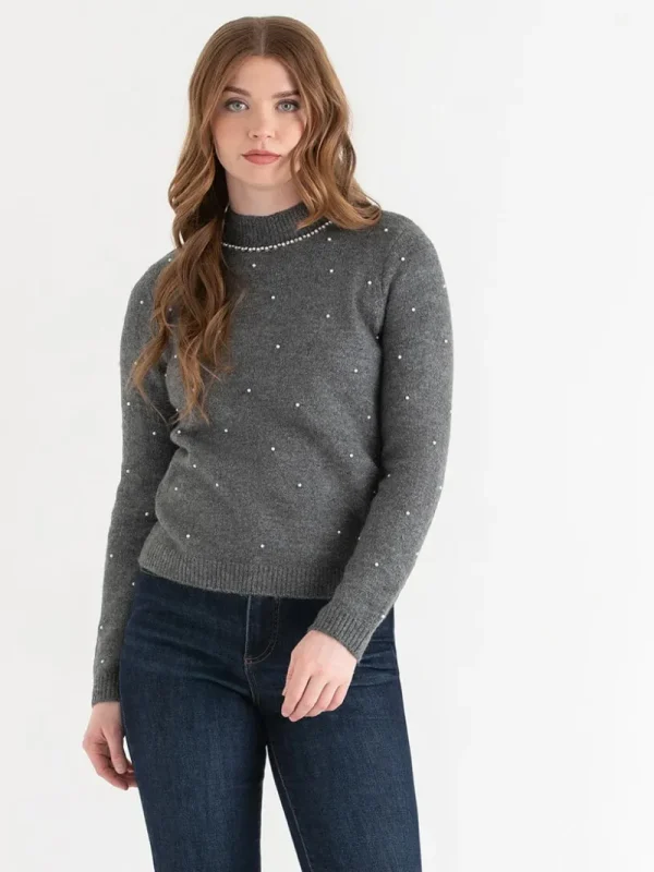 Ricki's Sweaters & Cardigans*Mock Neck Pearl Pullover Sweater