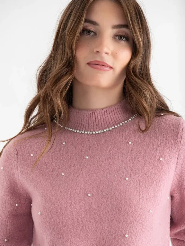 Ricki's Sweaters & Cardigans*Mock Neck Pearl Pullover Sweater