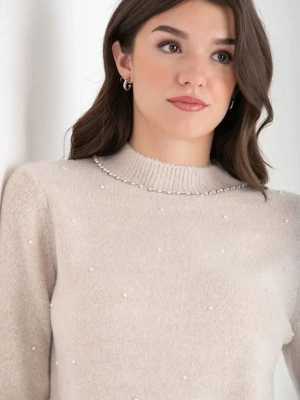 Ricki's Sweaters & Cardigans*Mock Neck Pearl Pullover Sweater