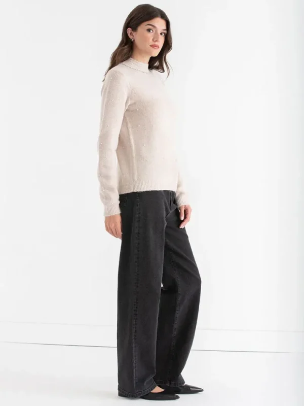 Ricki's Sweaters & Cardigans*Mock Neck Pearl Pullover Sweater