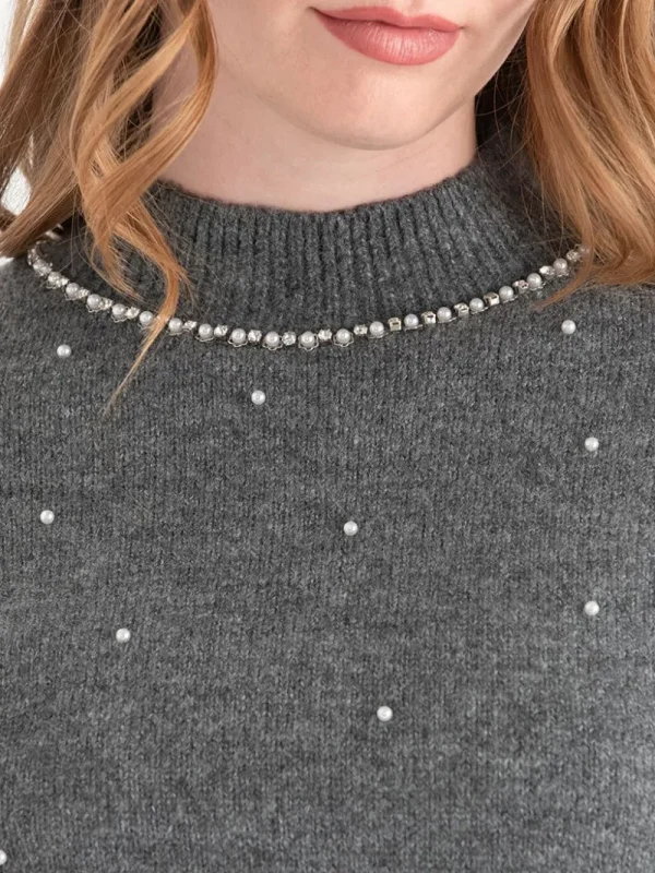 Ricki's Sweaters & Cardigans*Mock Neck Pearl Pullover Sweater