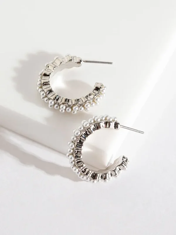 Ricki's Earrings*Multi-Pearl and Metal Hoops
