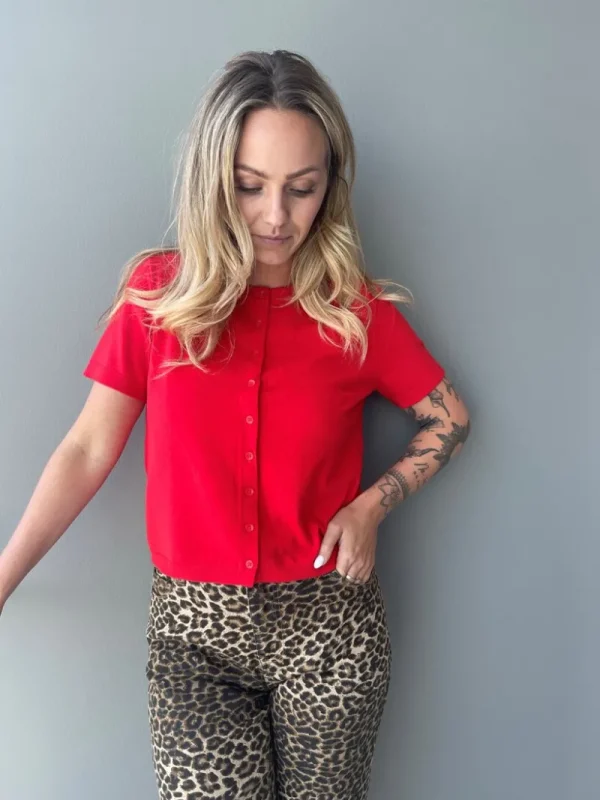 Ricki's Sweaters & Cardigans*Natalie Short Sleeve Round-Neck Knit Cardigan | PIECES