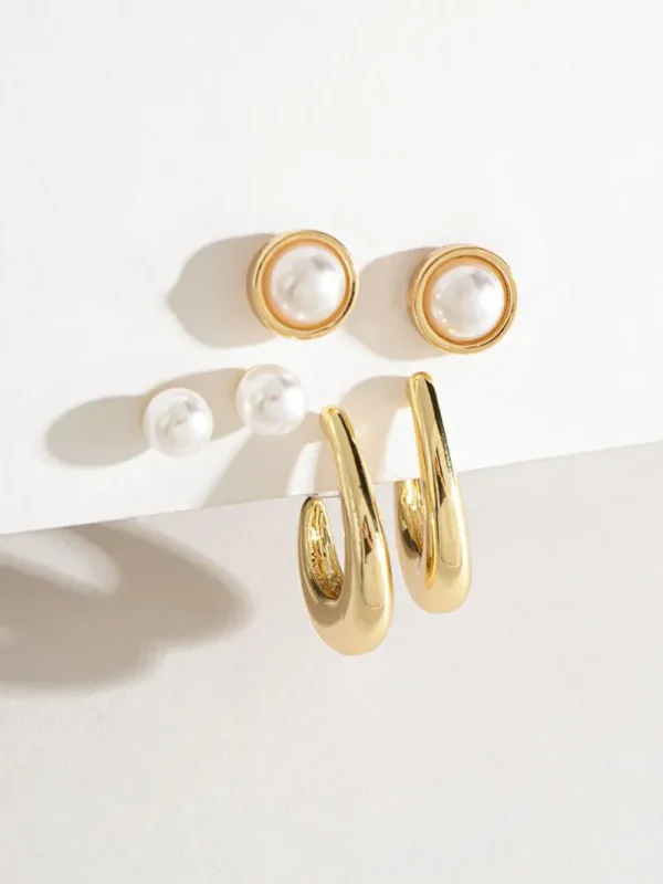 Ricki's Earrings*Pearl & Metal Earring Trio Set