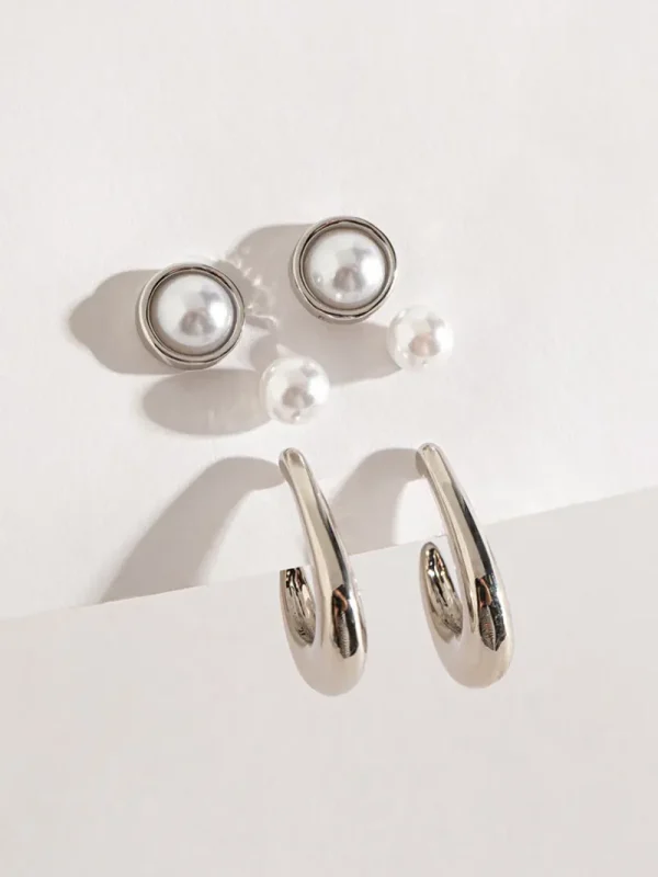 Ricki's Earrings*Pearl & Metal Earring Trio Set
