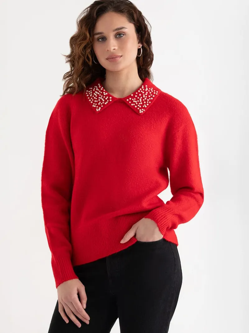 pearl_collar_pullover_swe_1-1.webp Ricki's Sweaters & Cardigans*Pearl Collar Pullover Sweater