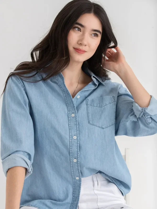 Ricki's Shirts & Blouses*Relaxed Denim Button-Up Shirt