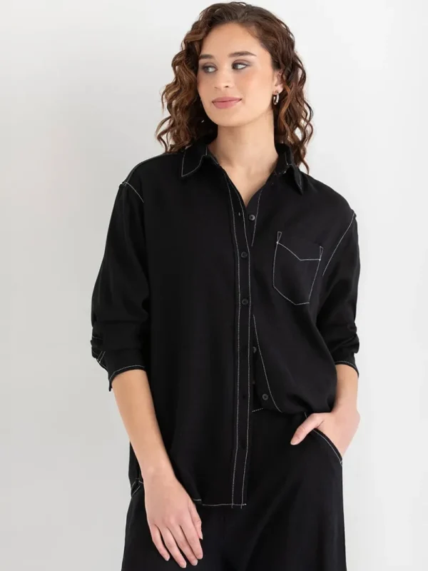 Ricki's Shirts & Blouses*Relaxed Fit Linen Button-Up Shirt