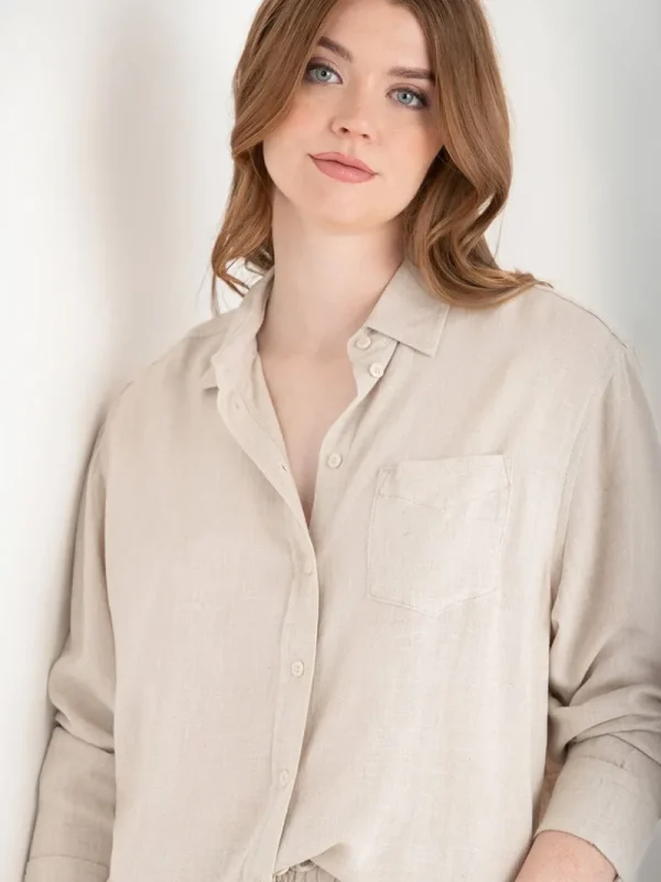 Ricki's Shirts & Blouses*Relaxed Fit Linen Button-Up Shirt