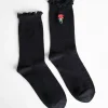 Ricki's Socks*Rose Embroidered Crew Socks